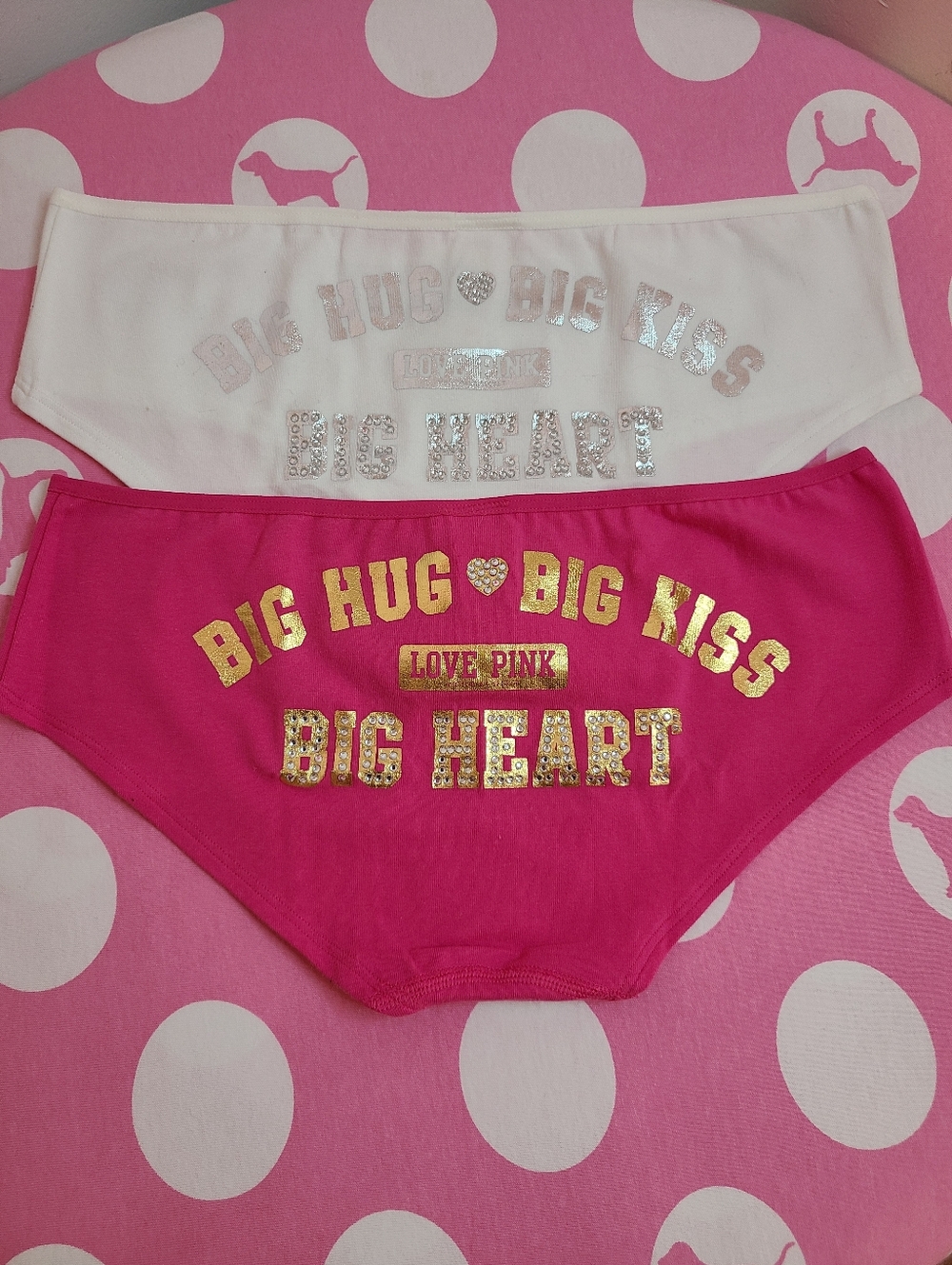Rare VTG VS PINK 2pk Graphic Cotton Bling Extra Low Rise Hipster Panties Sm